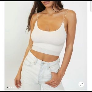S Urban Outfitters seamless white/cream strappy tank top